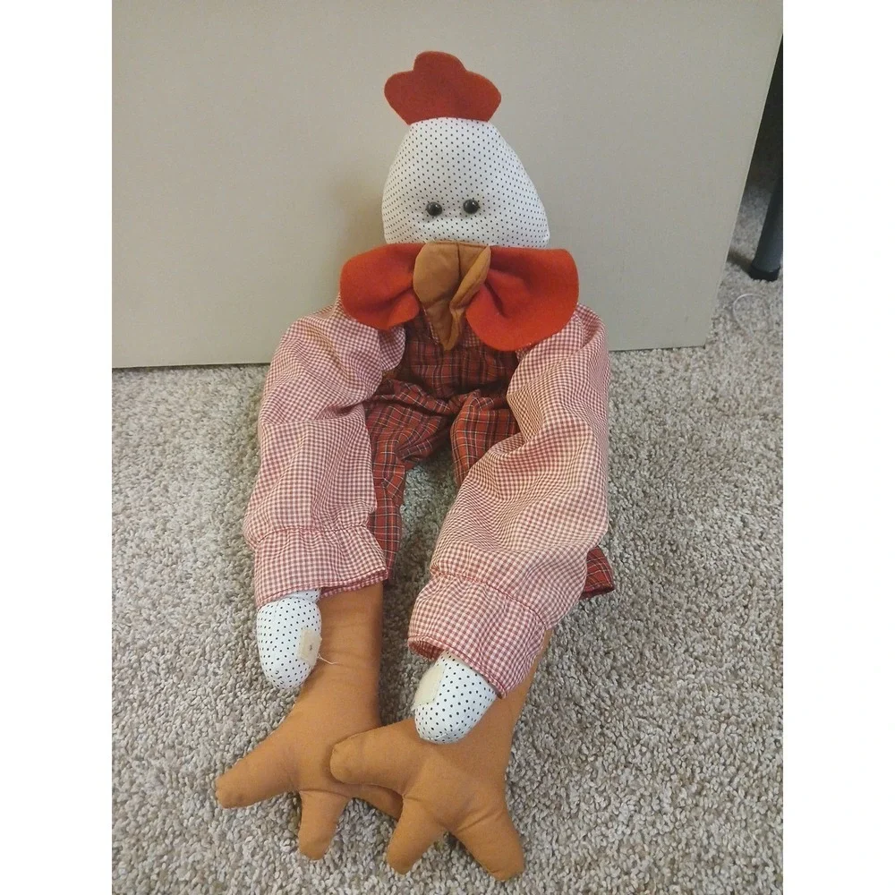 Vintage Handmade Stuffed‎ Chicken Guy Tall 2 feet Door Knob Holder